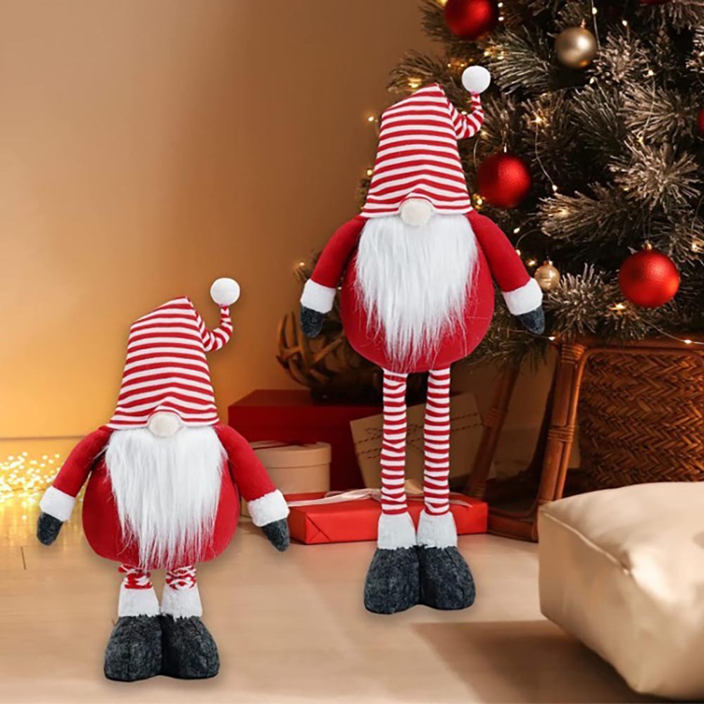 Nueva frontera decoraciones navideñas a rayas sin rostro muñeca de pie muñeca nórdica muñeca retráctil de Santa Claus