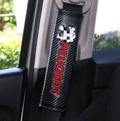 Seat belt shoulder pad | pad leather carbon fiber pattern - peugeot-carbon-fiber-pair-246cm