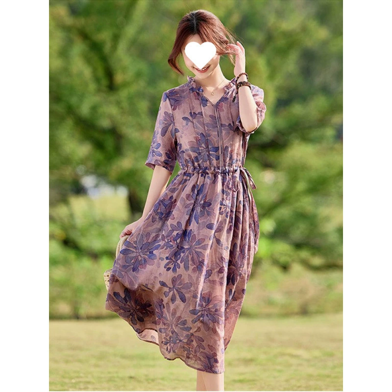 Высококачественное, элегантное и щедрое модное литературное и элегантное платье средней длины большого размера для похудения.