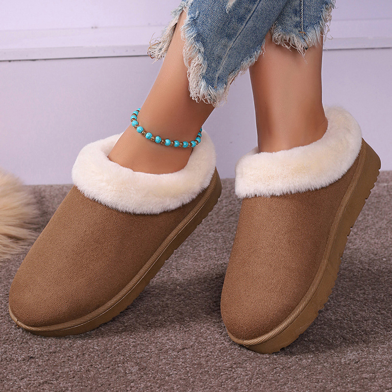 Winter new thick bottom short cylinder thick slip-on lazy light cotton shoes_voghion.com