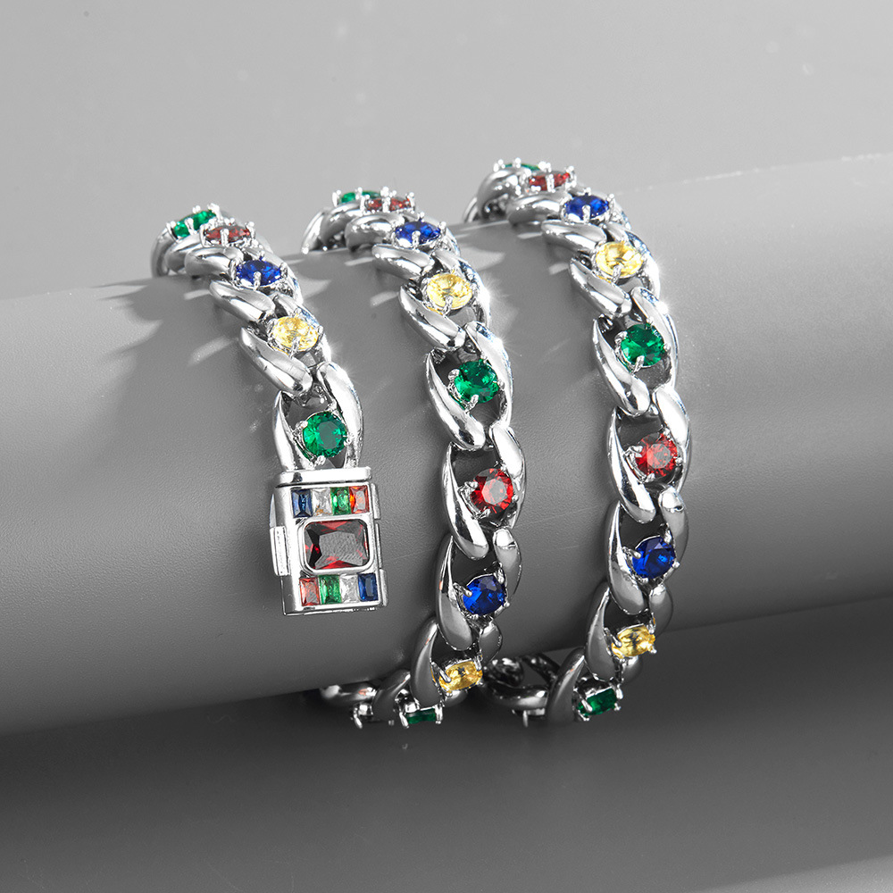 Cuban Link Chain Necklace With Full Zircon Stones For Men And Women_voghion.com