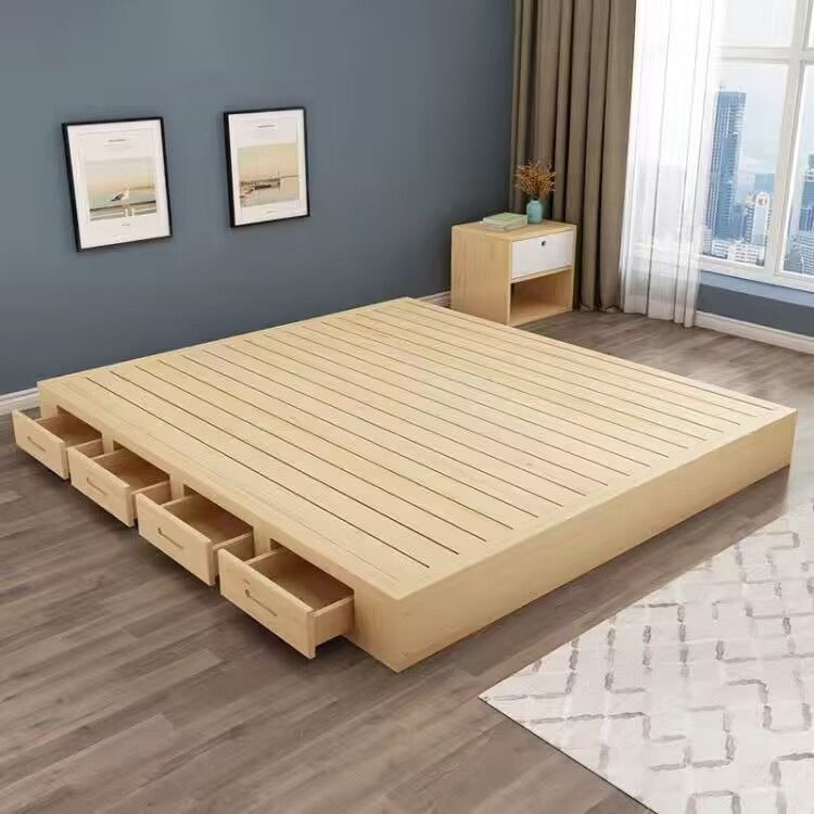 Tatami de madera sólida para proteger la cintura de 1 metro cama de hotel sin respaldo 1.2 estilo japonés moderno y simple 1.5 marco de cama