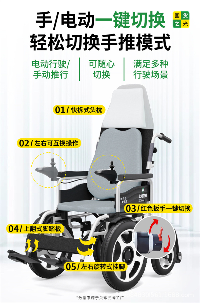 Shanghai Beizhen Electric Wheelchair Intelligent Fully Automatic Folding Double Seat Mobility Scooter for Disabled and Elderly People 6301