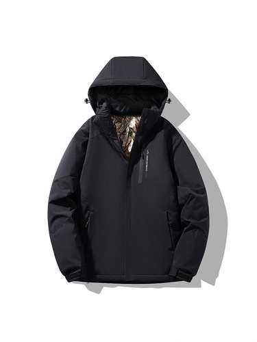 Winter Outdoor Graphene Couple's Temperature-Controlled Warm Stylish Casual Minimalist Color-Block Hooded Cotton Jacket