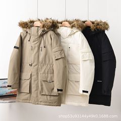 冬季N/B新款户外加厚休闲宽松大毛领男女情侣款口袋工装羽绒服