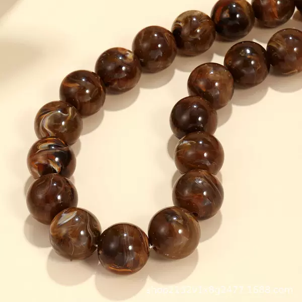 European and American Style Colorful Acrylic Large Round Bead Necklace, Bohemian Color-Blocking Resin Beaded Choker, Cross-Border Women's Jewelry