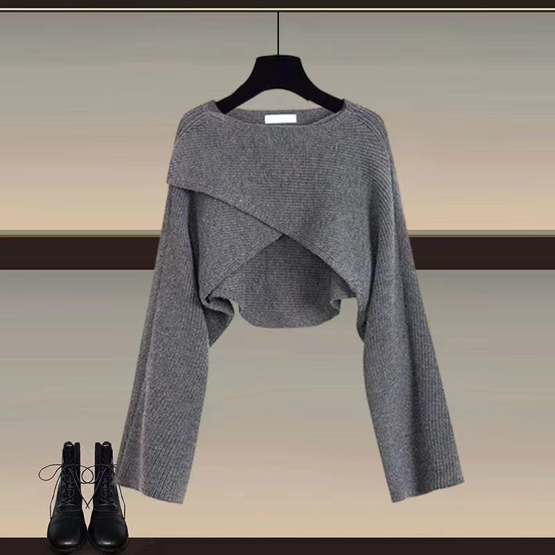 GraceChic Strickpullover, Hemd und weite Hose, dreiteiliges Set, Herbst/Winter-Outfit 2024, Damenmode in großen Größen_voghion.com