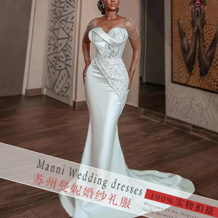 2024 Amazon New Export Wedding Dress Wholesale African Cross-Border Bride Wedding Mermaid Lace Custom