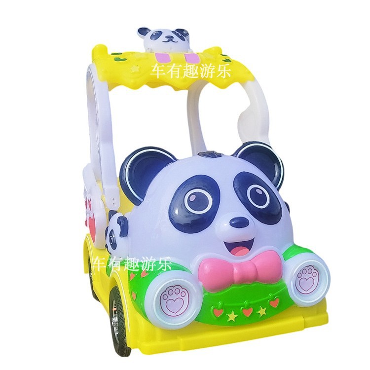 Nuevo modelo de cuatro ruedas de panda de cabeza grande coche de atracción eléctrico para padres e hijos de accidentes de carro de entretenimiento de la plaza escénica