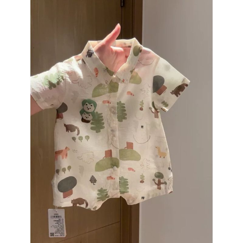 新生児服夏イン薄手半袖ジャンプスーツカテゴリーa 0-2歳北欧男の子ベビーローブショートクライミング1|undefined