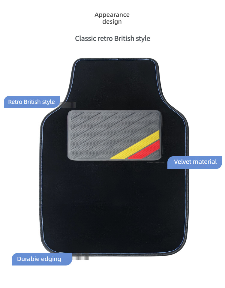 Universal 4-piece set of car floor mats, dirt-resistant carpet for the interior, driver's seat protection mat