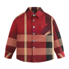 [Year-round supply] Foreign trade children's clothing 2024 spring and autumn new style collar long-sleeved boys' plaid shirt undergarment 