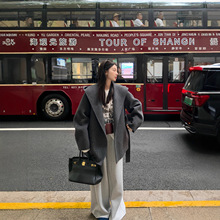 羊毛双面呢大衣女2025年冬季新款小个子短款呢子宽松连帽毛呢外套