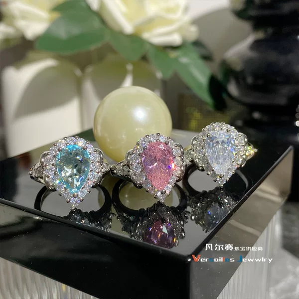 Versa Papalacha Powder Love Gem Winding Ring Rich Treasure Vine Water Drops Zircon Color Treasure Ring