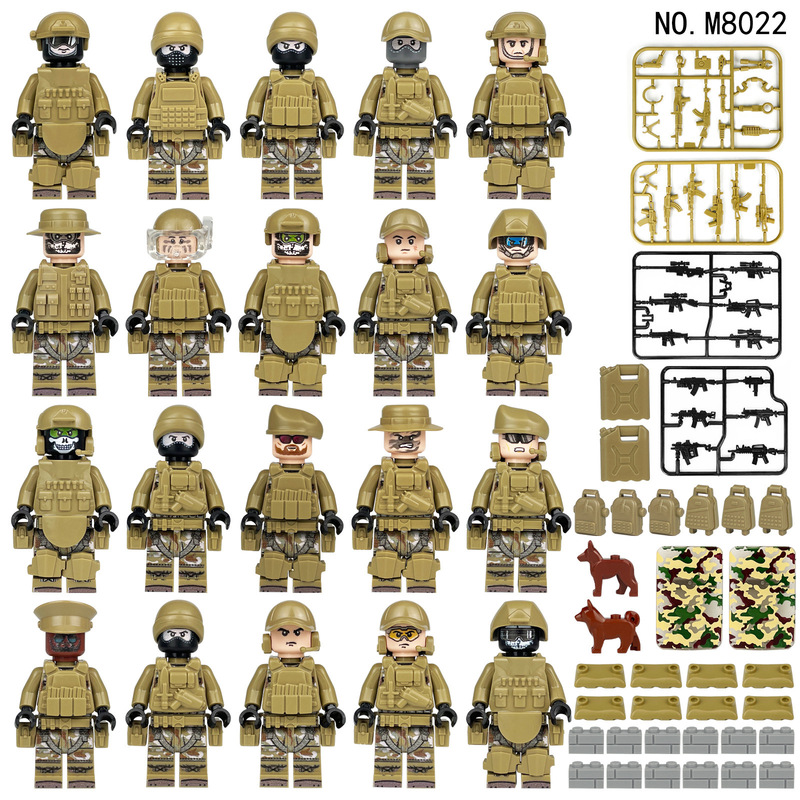 20 M8022 Rangers military camouflage special soldiers children assembled building blocks toy weapon shield 20 M8022 Rangers military camouflage special soldiers children assembled building blocks toy weapon shield