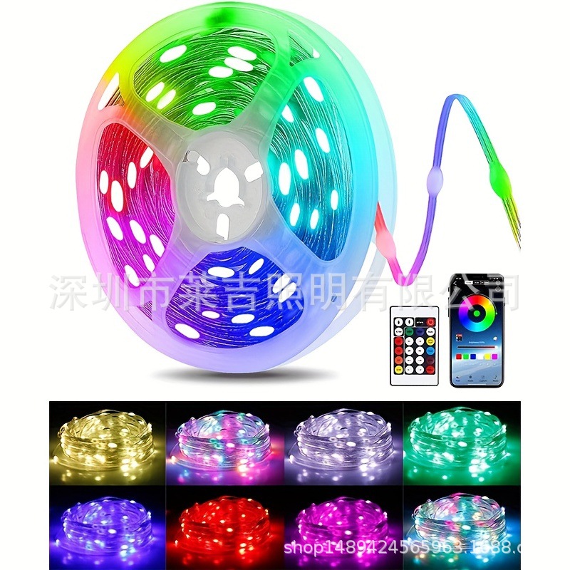 Lámpara de cable de cuero de cadena Bluetooth RGB luz de agua de carreras de caballos con ambiente navideño luz de cable de cobre decorativa