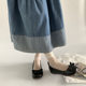 French Style All-match Bow with Skirt Soft Bottom Bean Shoes Women's Outer Wear 2024 Summer New Shallow Mouth Flat Single-layer Shoes