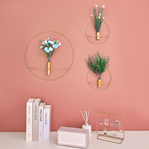 Ins Nordic Light Luxury Iron Wall Decor for Home Living Room Wall Hanging Flower Pot Wall Decoration