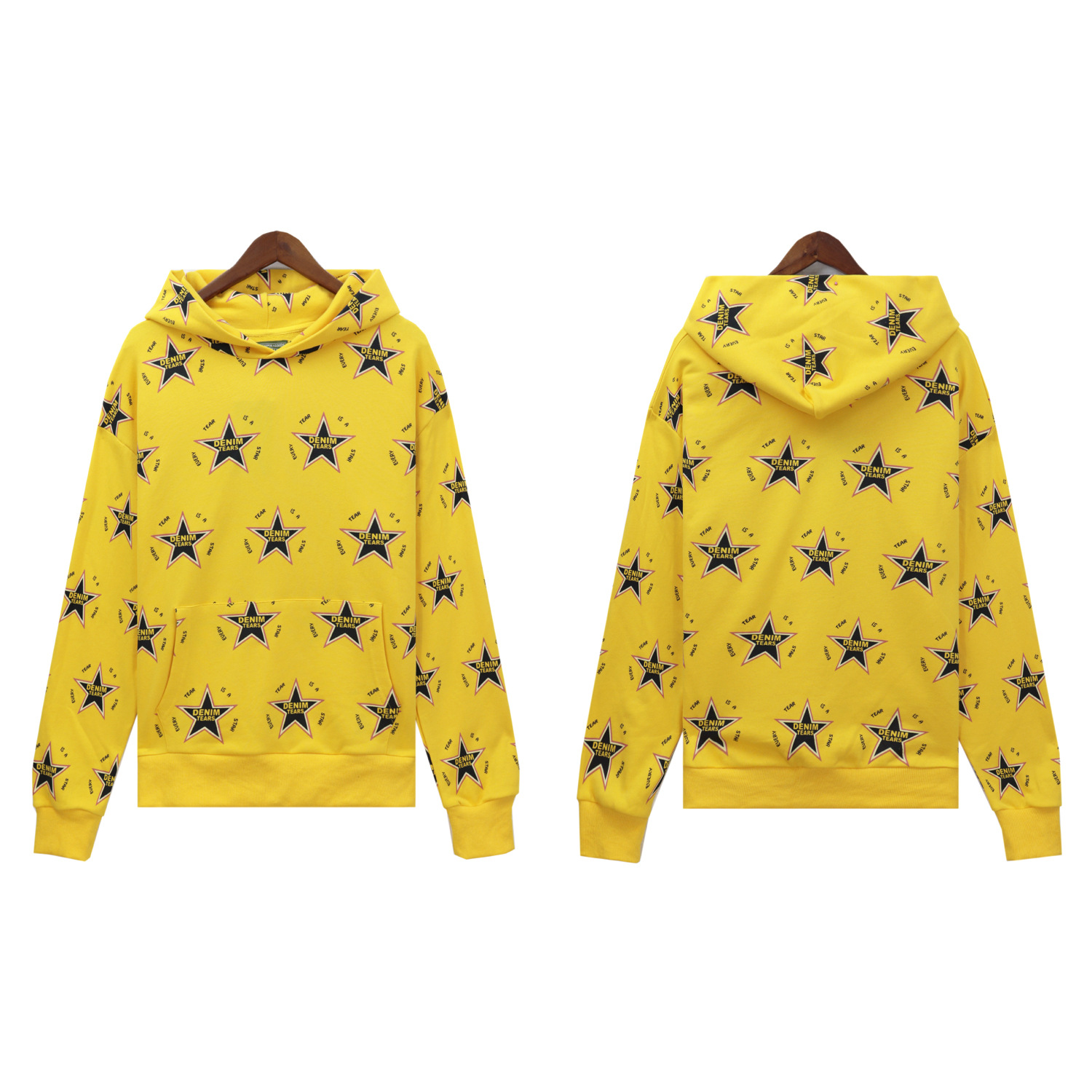 Men's Clothing fashion brand D.T Kapok full print five pointed star hooded sweatshirt trousers men and women sports suit_voghion.com