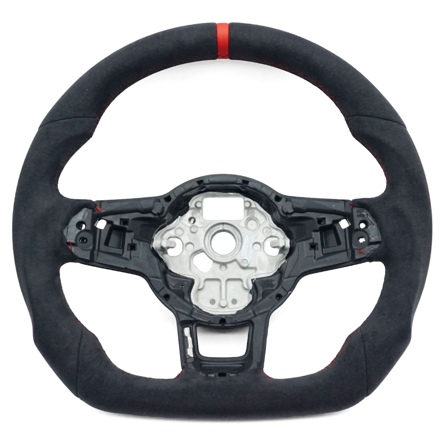 Suitable for Volkswagen Golf mk7 GTI RLINE, full suede with red stitching and red return-to-center mark on the steering wheel base
