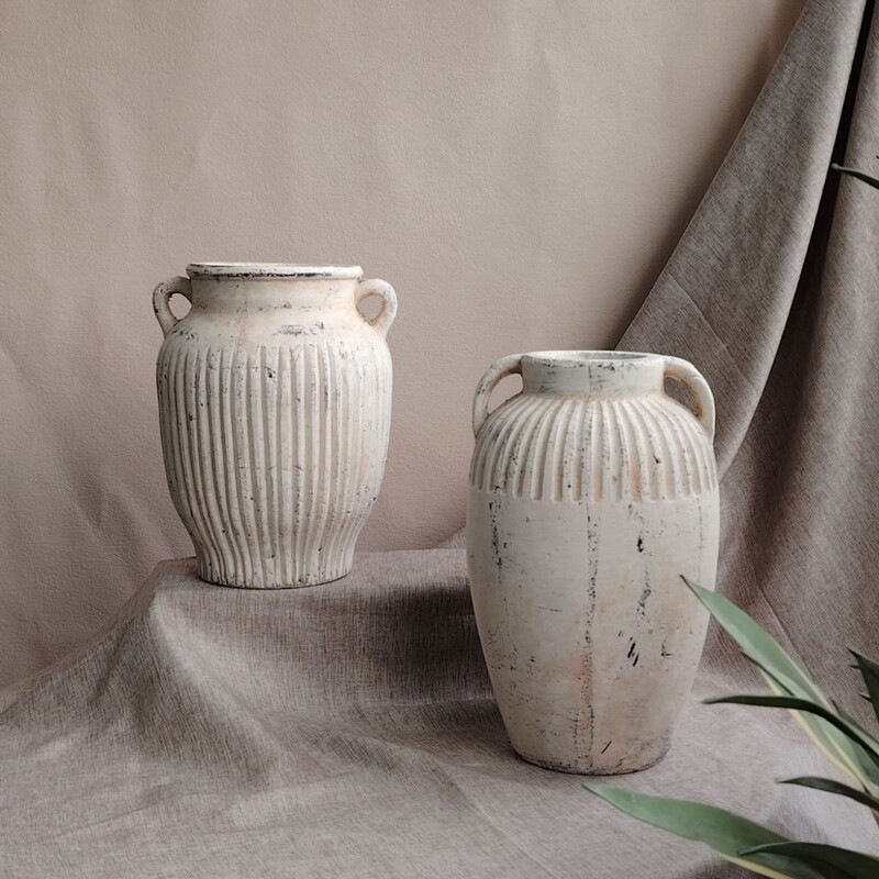 Retro Handmade Rough Pottery Vase B&B Hotel Interior Art Double-Eared Wabi-Sabi Style Earthenware Jar Flower Ornaments