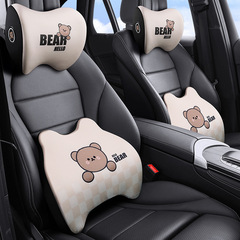 車のヘッドレストの車の腰の枕のクッションの記憶綿の漫画の熊の頚椎の枕の四季の腰は長く座って首の枕を支えます。