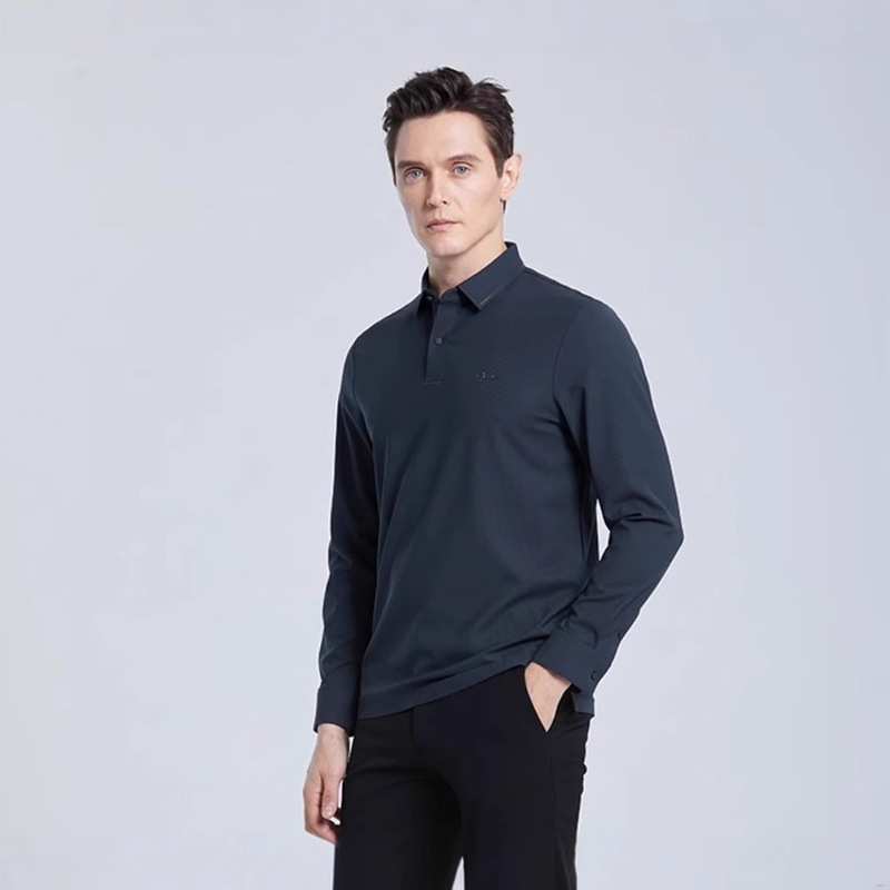 Brand Official Men's T-Shirt Men's 2026 Spring & Fall New Style Middle-Aged Men's Long-Sleeved Polo Shirt Top Brand Official Men's T-Shirt Men's 2026 Spring & Fall New Style Middle-Aged Men's Long-Sleeved Polo Shirt Top