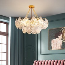 意式轻奢客厅吊灯主卧室房间餐厅后现代简约大气创意贝壳玻璃灯具