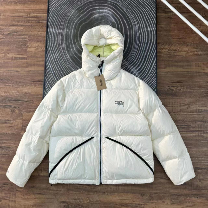 跨境代发 STU经典纯色百搭拉链连帽短款羽绒服派克面包服男女同款|undefined