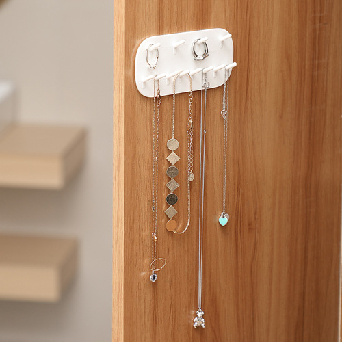 Manufacturer Japanese wall-mounted jewelry storage rack Seamless 12-hook double-layer ring necklace classification jewelry storage hook