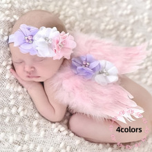 欧美新款婴儿天使翅膀套装 儿童拍照道具羽翼头带 羽毛水钻套装