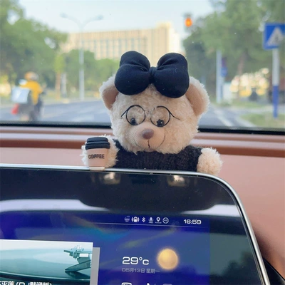Car ornaments — up - coffee-black-cute-bear-screen-ornaments