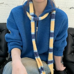 小众设计飘带韩版ins条纹细窄小围巾女潮秋冬y2k辣妹装饰腊肠围脖