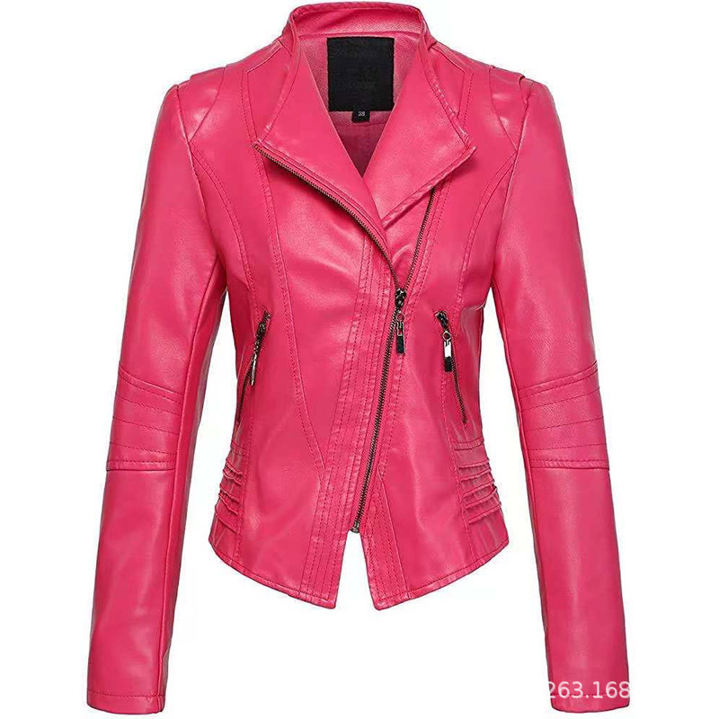 Women's Leather Jacket Pu European Size Amazon Motorcycle Jacket Autumn Long-Sleeve Vintage Style Spring New Model