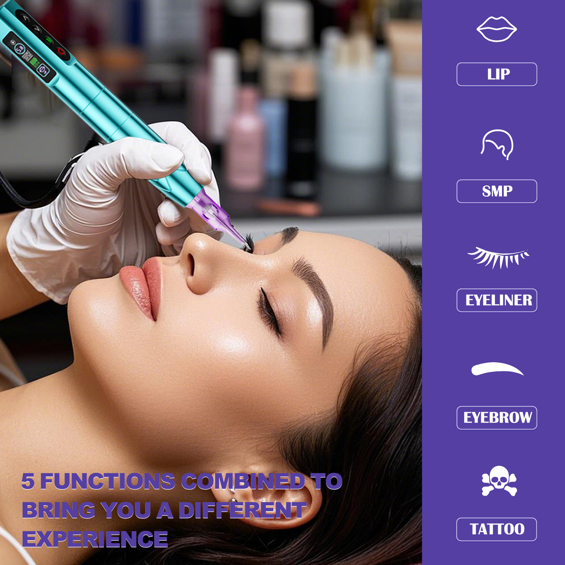 Máquina de tatuaje multimodo Máquina de tatuaje de cejas multifuncional inalámbrica USB