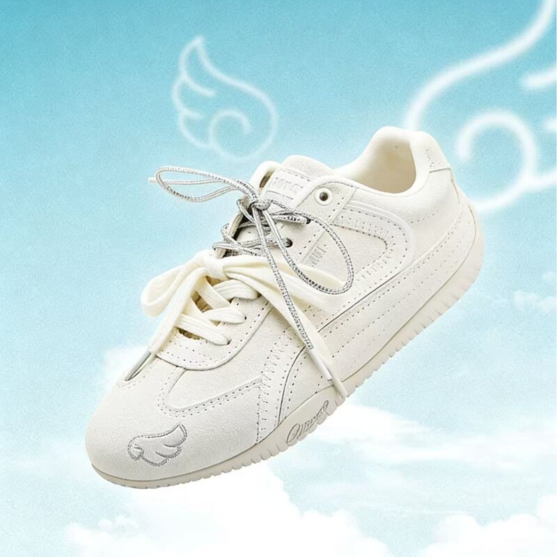 2026 Spring/Summer New Style Lace Retro Flat German Training Shoes for Women, Korean Version Versatile Casual Lightweight Sports Sneakers