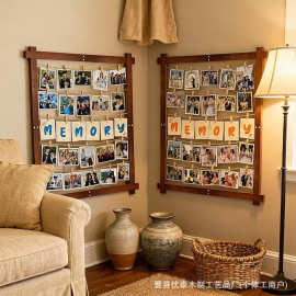 跨境木质照片展示架站立式图片拼贴板相框展示架婚礼照片墙展览架