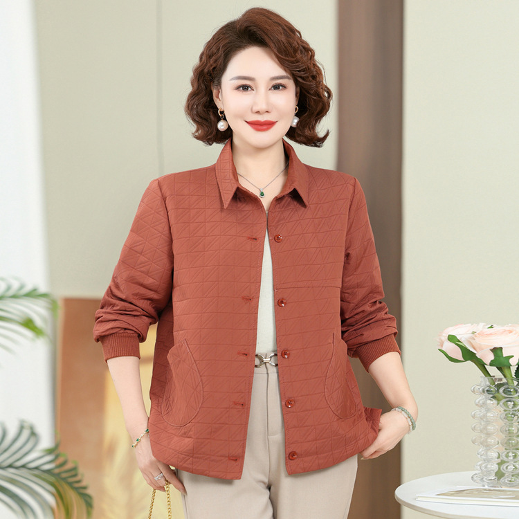 中年妈妈新款时尚秋装外套中老年女春秋宽松显瘦休闲短款夹克上衣|undefined