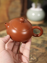 潮州手拉西施紫砂朱泥手把壶小容量茶壶冲罐手工壶家用功夫茶具
