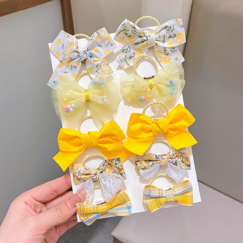 Los niños de pelo lindo lazo de goma accesorios para el cabello de verano nueva niña flor colorida cuerda de pelo arco cuerda de pelo