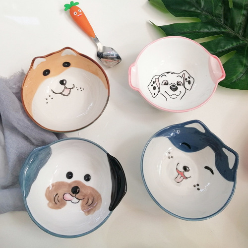 Ceramic Pet Dog Bowl Cat Bowl Teddy Bear Rabbit Tray Dog Food Bowl Cat and Dog Supplies