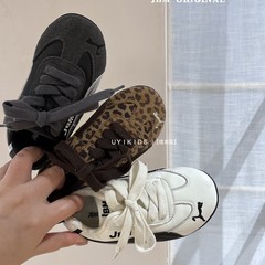 韩版儿童复古豹纹德训板鞋2025新款男女童时尚潮酷百搭休闲阿甘鞋