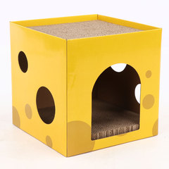 チーズの箱の猫の巣の段ボールの上下の2層の猫の爪の板の爪の爪の器は穴を開けて屑の猫のおもちゃを落とさないでください。
