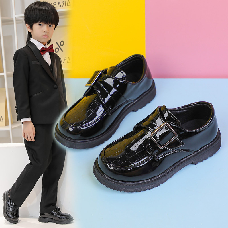 Boys' Leather Shoes, Spring and Autumn 2026 New Style, British Style, Black Soft-Soled Shoes for Older Children, Suitable for Elementary School Students, School Uniforms, and Performances