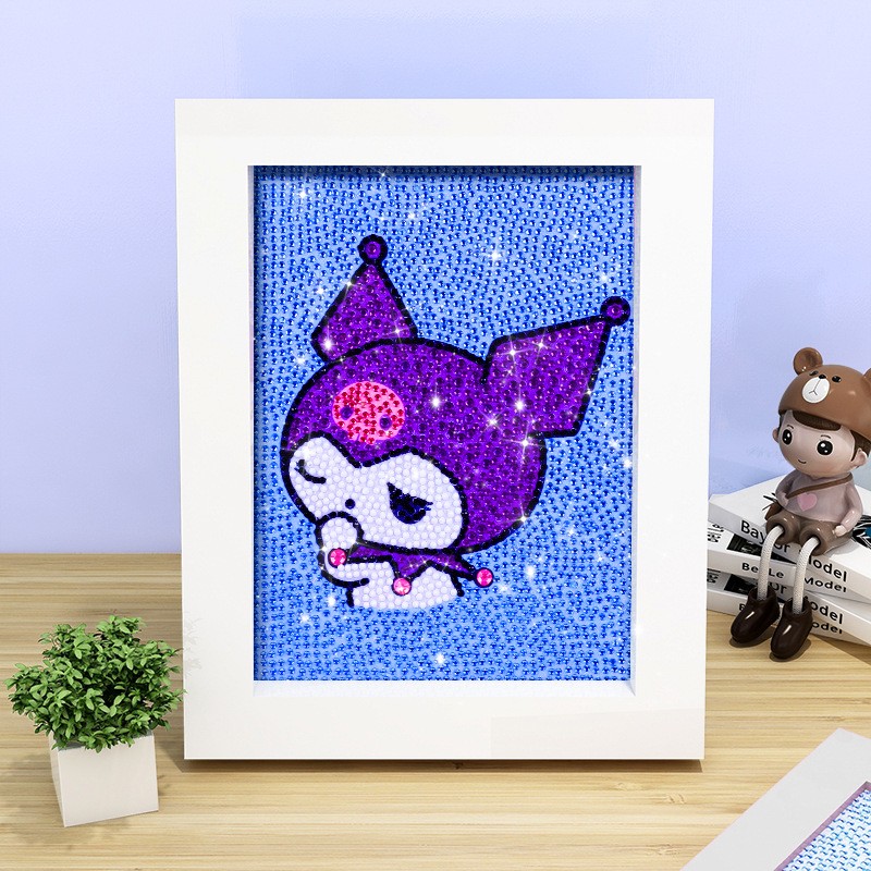 Pintura de diamante DIY con marco de fotos para enviar lleno de diamantes y pintura de diamantes para hacer pintura al óleo de dibujos animados educativos para niños 2024 ladrillo pegajoso y diamantes brillantes