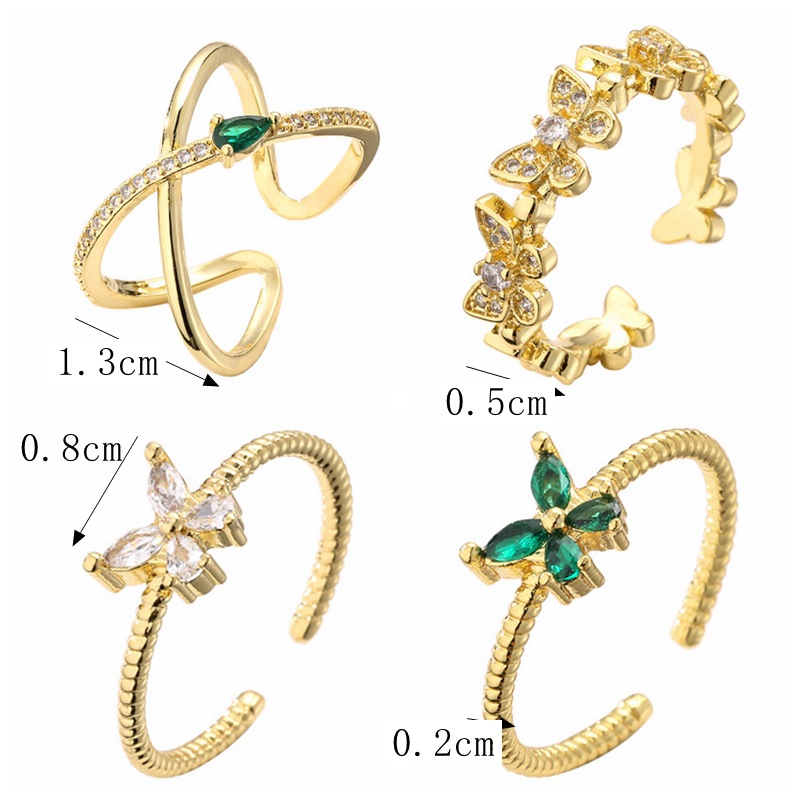 Simple Style Water Droplets Copper Inlay Zircon Rings 1 Piece