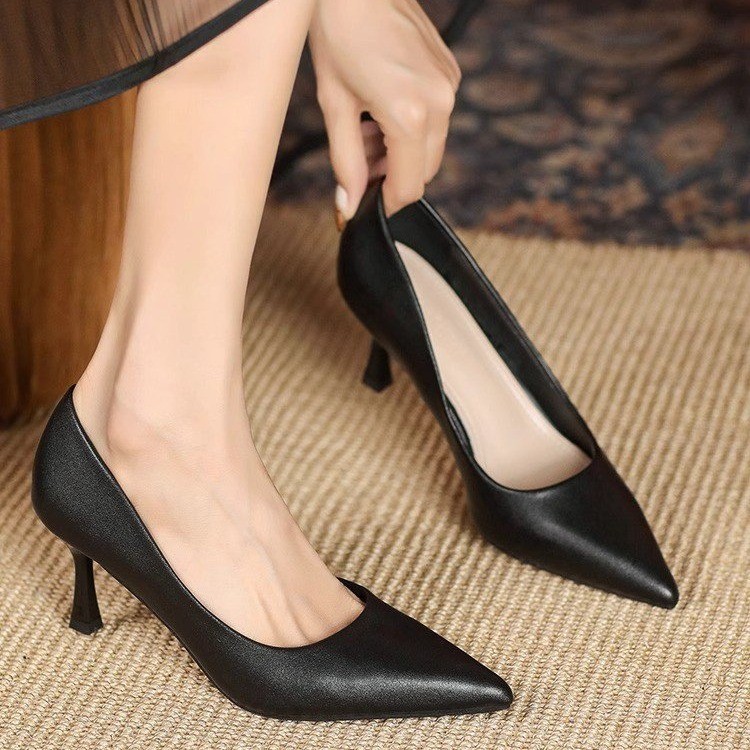 Color francés sólido tacones delgados puntiagudos zapatos de tacones altos para mujeres 2026 poco profundos zapatos de trabajo simples y cómodos zapatos de mujer
