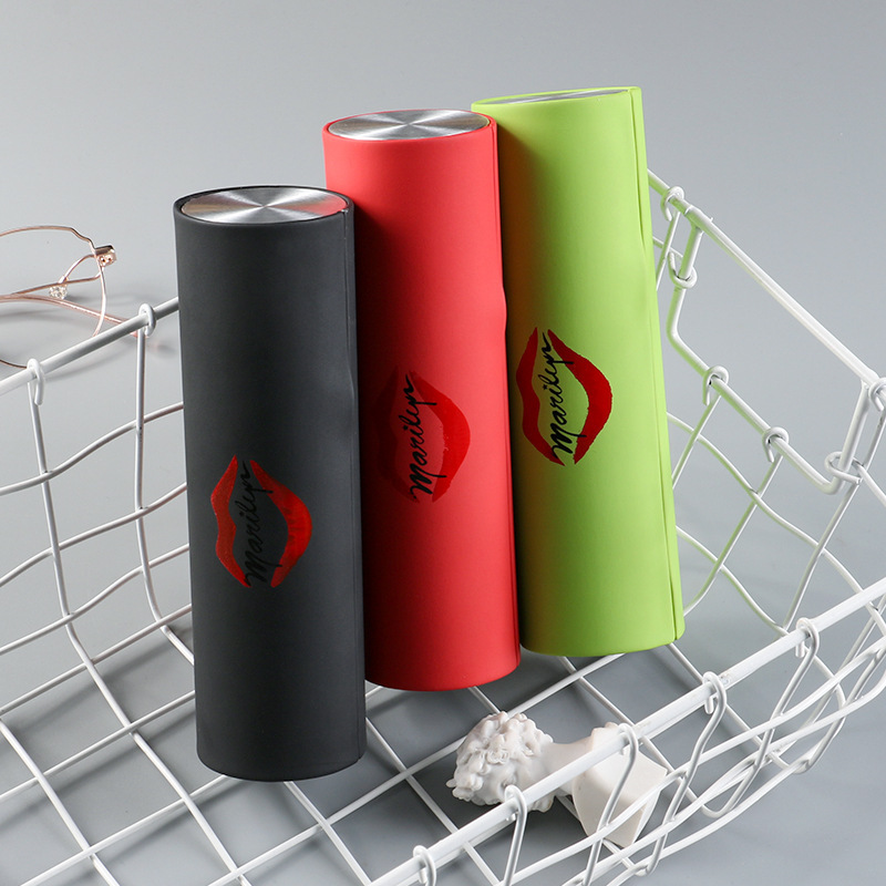 E88 New Spot PU Leather Cylindrical Small Frame Myopia Glasses Case Aluminum Frame Compression Resistant Lightweight Customizable