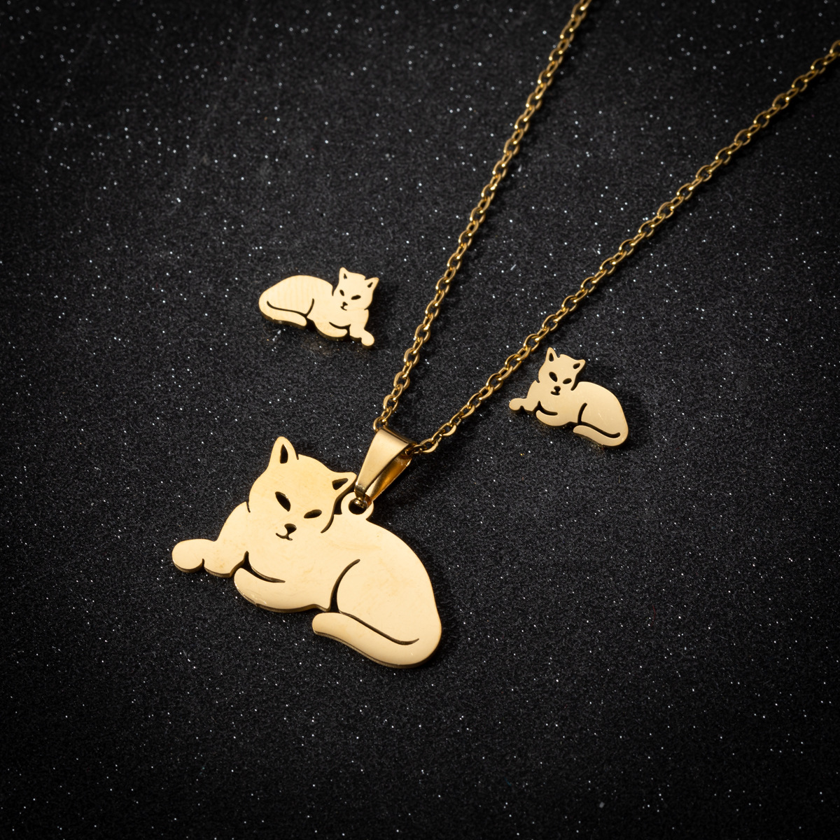 Earrings + Necklace Quantity PVD Coated Real Gold Plated Butterfly Stainless Steel Simple Style Waterproof Non Tarnish Earrings Necklace