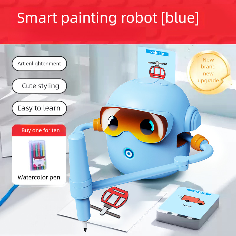 Robot de dibujo para niños de 3 - 6 años de edad, iluminación de la educación temprana, dibujo automático de puzzle, robot de pintura inteligente explosivo